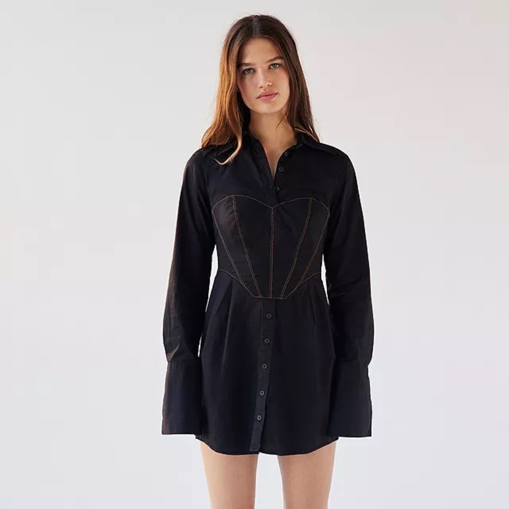 UO Small Corset Shirt Dress
